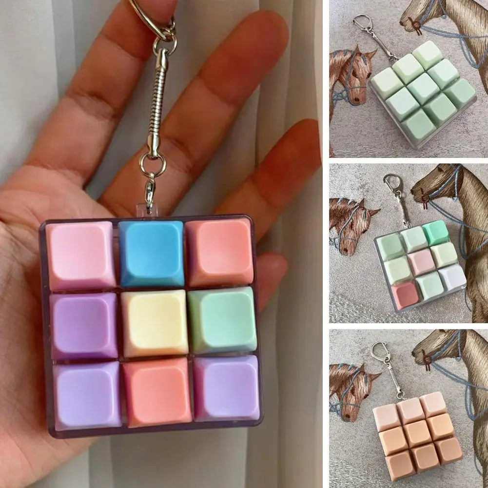 9-Key Keyboard Fidget Toy - Mini Clicker Keychain for Stress Relief